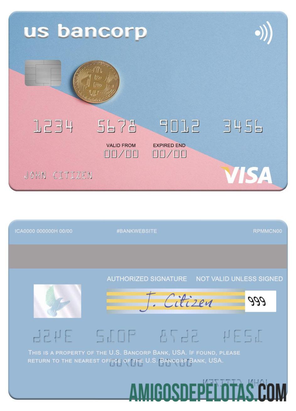 Cartão Visa do U.S. Bancorp Bank amostra